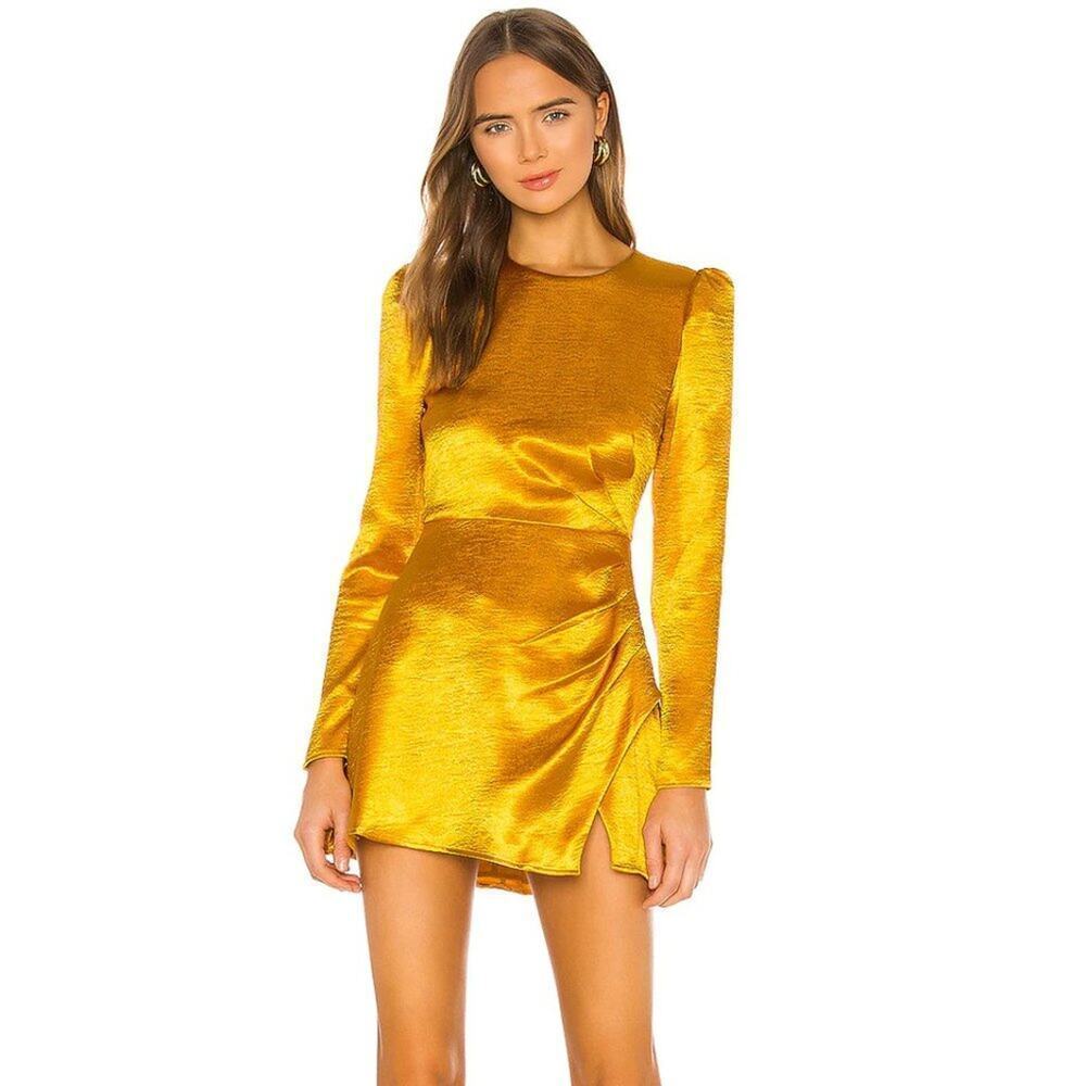 House of Harlow 1960 x REVOLVE Krisha Mini Dress in Yellow Gold - Picture 1 of 1